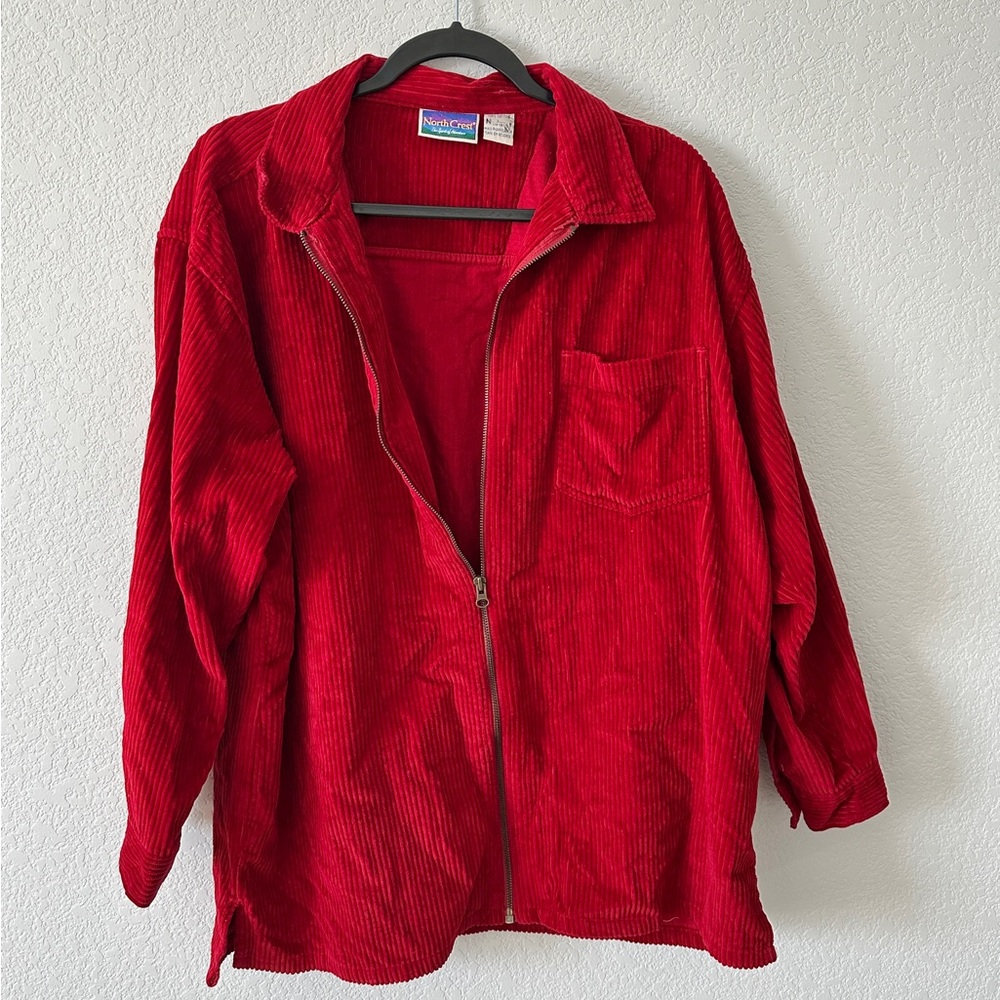 Vintage Red Corduroy Zip-Up Jacket